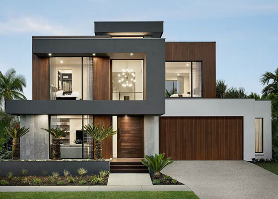 2-قاعة فيلا الفاخرة المنزل الجاهز المكون من نظام ألواح بنيت مع إطار الفولاذ الخفيف المنزل